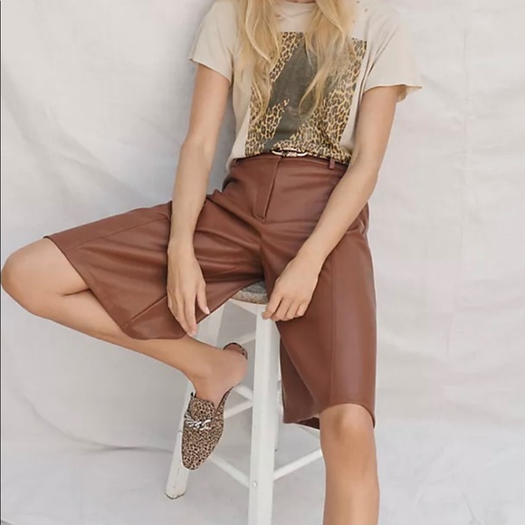 Anthropologie Davina Faux Leather Culottes- Alec Les Filles Sz. Lg - Picture 2 of 9